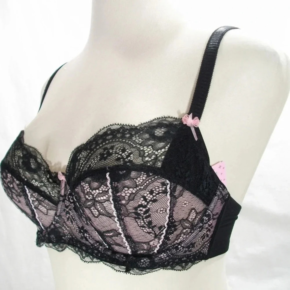 32D Jezebel 10035 Sylvia Unlined Lace UW Bra Black NWT - Picture 4 of 9